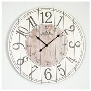 Ρολόι Τοίχου Ξύλο Μαύρο-Λευκό-Φυσικό 58cm 753-13027 Estheti-753-13027-Μαύρο-Λευκό 753-13027