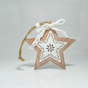 Magic Christmas Αστέρι Ξύλινο 9.5x9.5x0.8cm Με Ανάγλυφο Μεταλλικό Σχέδιο Καφέ 600-40332