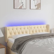 vidaXL Κεφαλάρι Κρεβατιού LED Κρεμ 163x16x78/88 εκ. Υφασμάτινο