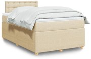 vidaXL Κρεβάτι Boxspring με Στρώμα Κρεμ 120x190 εκ. Υφασμάτινο