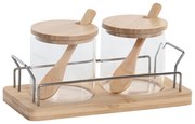 Δοχείο για Ζάχαρη Home ESPRIT Φυσικό Bamboo Κρυστάλλινο 21,5 X 10,5 X 10 CM 2 Τεμάχια