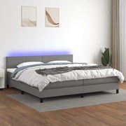 Κρεβάτι Boxspring με Στρώμα &amp; LED Σκ.Γκρι 200x200εκ. Υφασμάτινο - Γκρι