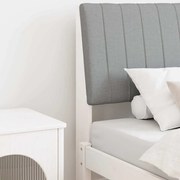 vidaXL Ταπετσαρισμένο κεφαλάρι Ανοιχτό γκρι 90 cm Στερεά ξυλεία πεύκου