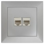 Πρίζα Δικτύου RJ45 Κατηγορία 6 Τηλεφώνου RJ11 Πλήρης Lumen-15-0196-Ασημί 15-0196
