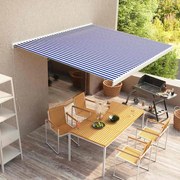 vidaXL Τέντα Κασετίνα Χειροκίνητη Μπλε / Λευκή 350 x 250 εκ.
