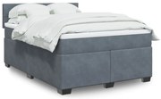 vidaXL Κρεβάτι Boxspring με Στρώμα Σκούρο Γκρι 140x190 εκ. Βελούδινο