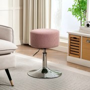 HOMCOM Σκαμπό μπαρ, Επενδεδυμένο σκαμπό μπαρ με μεταλλικό σκελετό, κοτλέ υφή, ρυθμιζόμενο ύψος, περιστρεφόμενο 360°, Ροζ