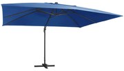 vidaXL Ομπρέλα Κρεμαστή Αζούρ Μπλε 400x300 εκ. Ιστός Αλουμινίου &amp; LED