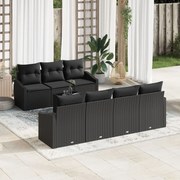 vidaXL σετ καναπέ κήπου 8 κομμάτια με μαξιλάρια μαύρο πολυράταν