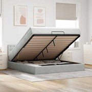 vidaXL Οθωμανικό κρεβάτι με στρώμα & LEDs Ανοιχτό γκρι Βελούδο
