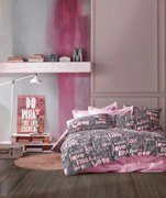 Σετ Σεντόνια Polycotton Υπέρδιπλα 220x240εκ. Αγαπη 299 Grey-Lila Dimcol