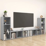 vidaXL Έπιπλα Τηλεόρασης 4 τεμ. Γκρι Σκυρ. 107x35x37 εκ. Μοριοσανίδα