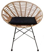WOODWELL Ε283,1SALSA Coral Πολυθρόνα Κήπου- Τραπεζαρίας, Μέταλλο Μαύρο, Wicker Φυσικό, Μαξιλάρι Μαύρο 72x62x81cm Ε283,1