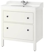 HEMNES/RUTSJON βάση νιπτήρα με συρτάρια/νιπτήρα/μπαταρία, 82x49x95 cm 295.376.42