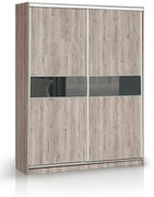 ΧΕΡΙ ΞΥΛΟ Ντουλάπα συρόμενη 2φυλ. 185cm Μ. x 60cm x 240cm Υ. - οριζοντιο σχέδιο ξύλο με ακρυλικό - ΚΩΔ.: 10-03l