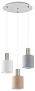 SE21-NM-4-3BL-SH123 ADEPT FLEX Nickel Matt Pendant White, Grey, Brown Fabric Shade+