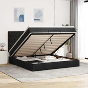 vidaXL Οθωμανικό κρεβάτι με στρώμα Μαύρο 180x200cm Ύφασμα