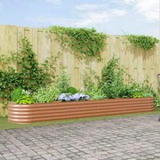 vidaXL Υπερυψωμένη Ζαρντινιέρα Καφέ 400 x 80 x 44 cm Ατσάλι