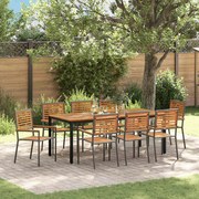vidaXL Σέτ φαγητού για κήπο 9 pcs Γκρι, Φυσικό Τεχ 200 x 100 x 75 cm