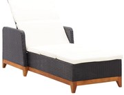 vidaXL Ξαπλώστρα Μαύρη από Συνθετικό Ρατάν και Μασίφ Ξύλο Ακακίας