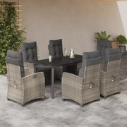 vidaXL Σετ Τραπεζαρίας Κήπου 7 τεμ. Αν. Γκρι Συνθ. Ρατάν με Μαξιλάρια