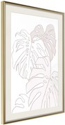 Αφίσα - Beige Leaves - 40x60 - Χρυσό - Με πασπαρτού