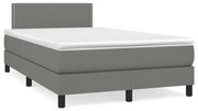 Κρεβάτι Boxspring με Στρώμα &amp; LED Σκ.Γκρι 120x190εκ. Υφασμάτινο - Γκρι