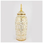 Βάζο Κεραμικό Λευκό &amp; Χρυσό 15x15x42.5cm 752-20037 Estheti-752-20037-Λευκό-Χρυσό 752-20037