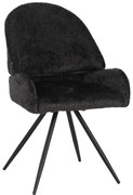 Καρέκλα περιστρεφόμενη Morea pakoworld μπουκλέ ύφασμα σε μαύρη απόχρωση με μαύρα μεταλλικά πόδια 68x66x82.5εκ 029-000294