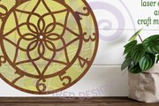 Intra απο ξύλο plywood  Χρώμα wenge 3mm-4mm πάχος - Γεωμετρικό σχέδιο 2 Ρολόι Τοίχου Κοπή Laser Δίασταση 30x20 cm INTRAFABR-102046092