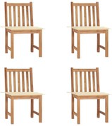 vidaXL Καρέκλες Κήπου 4 Τεμαχίων από Μασίφ Ξύλο Teak με Μαξιλάρια