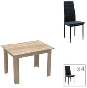 Τραπεζαρία Manka-Parker pakoworld σετ 5τεμ mdf σε μαύρη-sonoma απόχρωση 110x80x77εκ