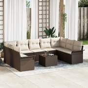 vidaXL Σετ 9 Τεμαχίων Καναπέ Κήπου με Μαξιλάρια Γκρίζο Πολυρατάν