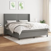 Κρεβάτι Boxspring με Στρώμα Σκούρο Γκρι 160x200 εκ Υφασμάτινο - Γκρι