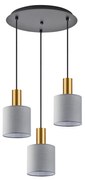 SE21-GM-4-3BL-SH2 ADEPT TUBE Gold Matt Pendant Grey Fabric Shade+ HOMELIGHTING 77-8607