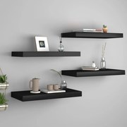 Ράφια Τοίχου 4 τεμ. Μαύρα 50x23x3,8 εκ. MDF 323831