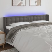 Κεφαλάρι Κρεβατιού LED Γκρι 203x16x78/88εκ. από Συνθετικό Δέρμα 3123348