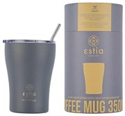 Ποτήρι-Θερμός Με Καλαμάκι Save The Aegean 01-12441 350ml Grey Estia