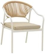 Καρέκλα - Πολυθρόνα Jerqui wicker rattan φυσικό-μεταλλικό εκρού πόδι-μπεζ μαξιλάρι 60x64x78 εκ. 60x64x78 εκ.