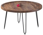 Τραπέζι Σαλονιού MATRI Φ76x45cm Ακακία Φυσικό/Μετ.Μαύρο