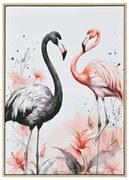 Πίνακας Τοίχου Flamingos με Κορνίζα Μπεζ-Καμβάς Εκτύπωση 52,5x2,8x72,5Yεκ.
