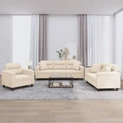 Σετ Σαλονιού 3 Τεμαχίων Μπεζ από Ύφασμα Μικροϊνών με Μαξιλάρια 3202307