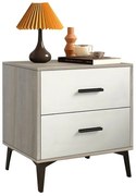 WOODWELL Ε7420,3MERRANO Κομοδίνο με 2 Συρτάρια Απόχρωση Sonoma-Άσπρο 40x40x48cm Ε7420,3