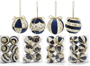 Χριστουγεννιάτικη Μπάλα Μπλε 80mm Σετ 6Τμχ Σε 4 Σχέδια