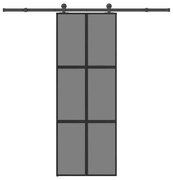 vidaXL Συρόμενη πόρτα με σετ υλικού 76x205 cm από γυαλί&Αλουμίνιο