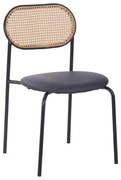 Καρέκλα James pe rattan μπεζ-pu μαύρο-μέταλλο φυσικό 46.5x50x79.5 εκ.