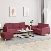 vidaXL Πολυθρόνες Σετ 3 Τεμαχίων Μπορντό από Ύφασμα με Μαξιλάρια