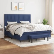 Κρεβάτι Boxspring με Στρώμα Μπλε 160x200 εκ. Υφασμάτινο