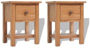 vidaXL Κομοδίνα 2 τεμ. 36 x 30 x 47 εκ. από Μασίφ Ξύλο Δρυός