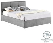 Intrahome Κρεβάτι διπλό Sonnie Intrahome με αποθηκευτικό χώρο ύφασμα ανθρακί 150x200εκ | SKU: INTRAPA-380111117